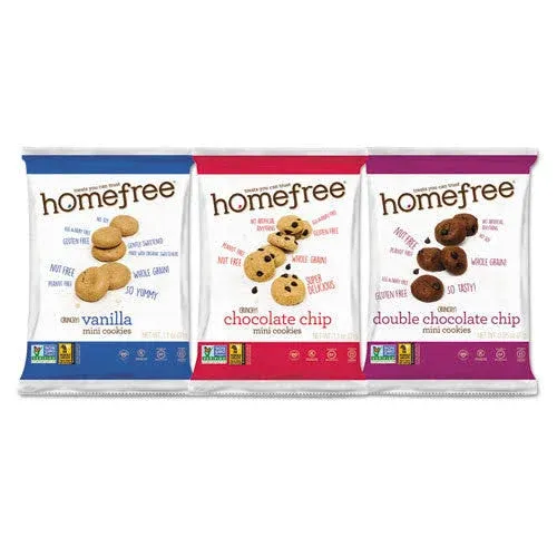 Homefree Gluten Free Mini Cookies Variety Pack, 1.1 oz/0.95 oz/1.1 oz Packs, 30