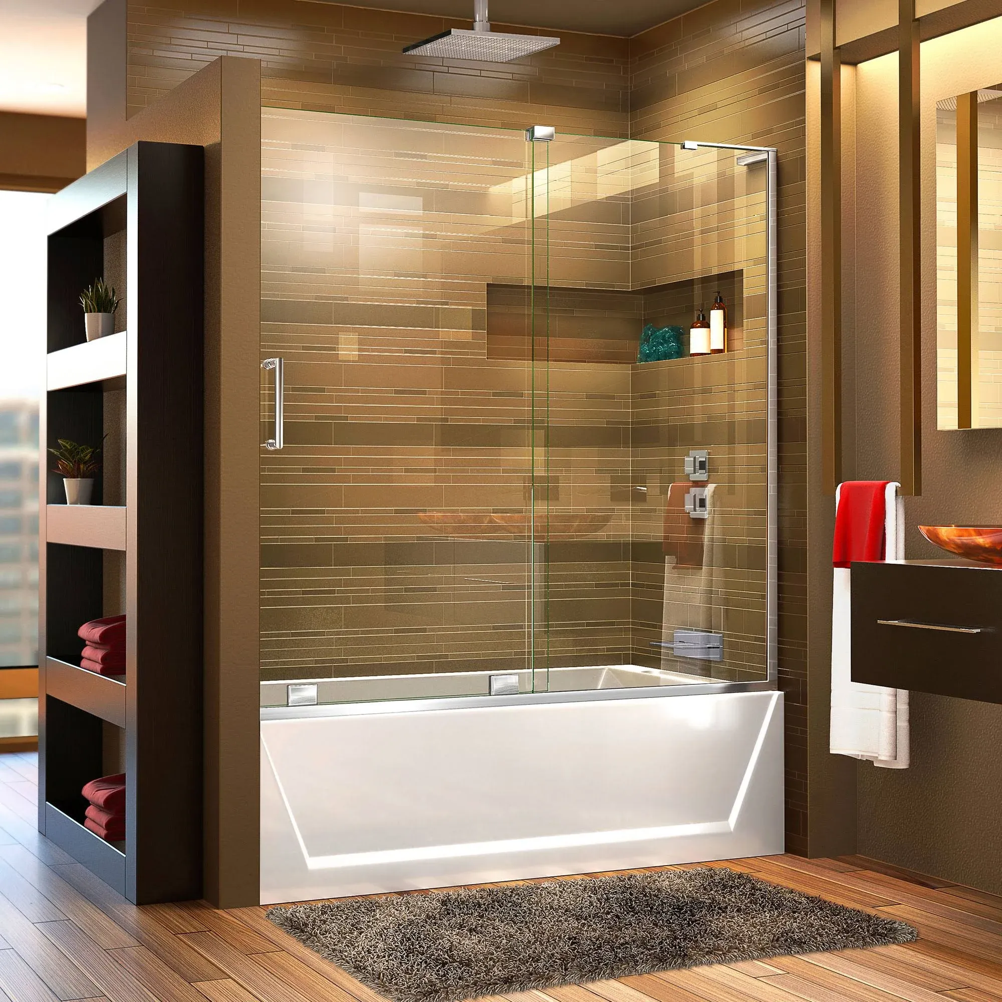 DreamLine SHDR-1960580R-01 Mirage-X 56-60"W x 58"H Frameless Sliding Tub Door - Chrome; Right Wall Installation