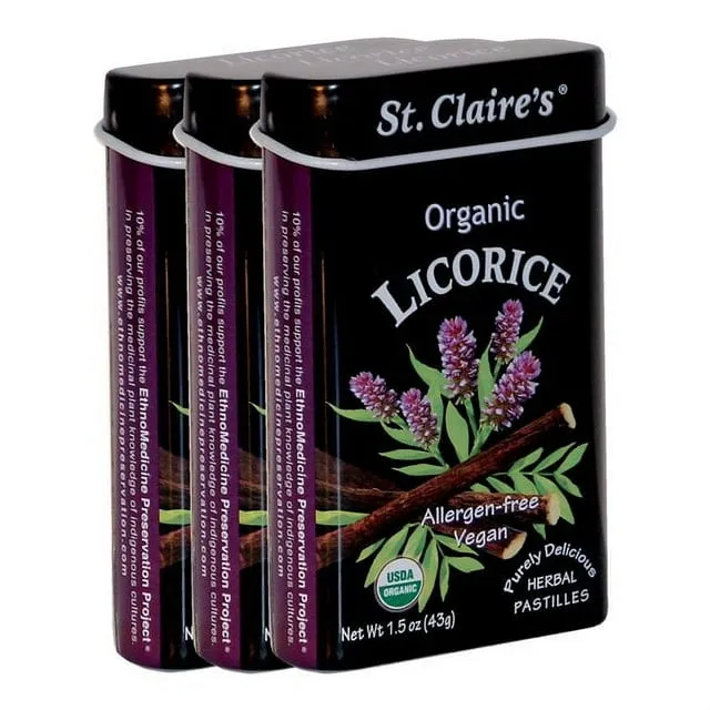 St. Claire's Organic Herbal Pastilles, (Licorice, 8 Ounce Bag, over 240 pieces) | Gluten-Free, Vegan, GMO-Free, Plant-based, Allergen-Free | Made in the USA in a Dedicated Allergen-Free Facility