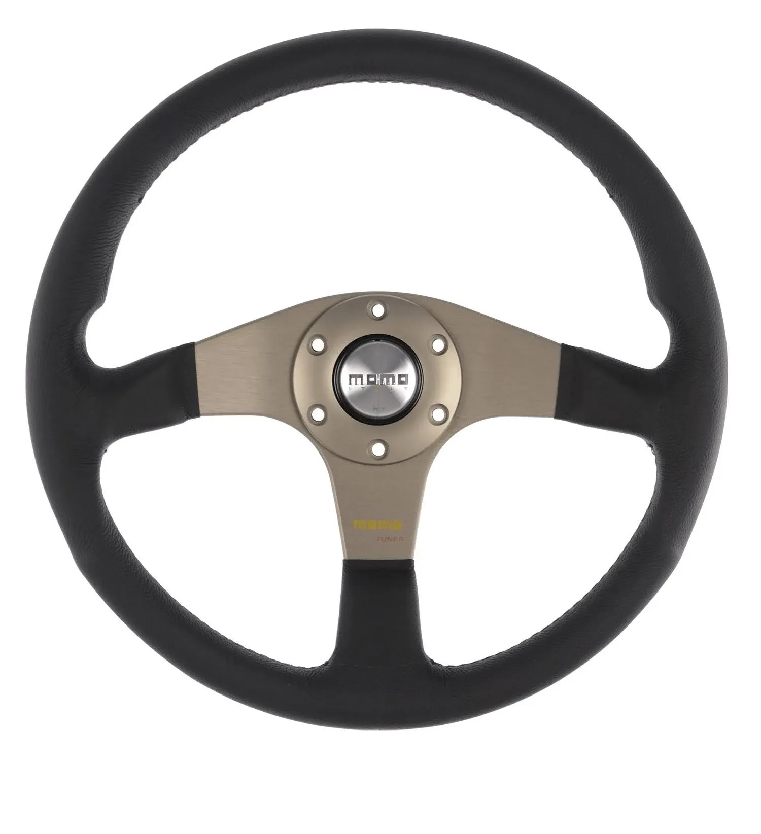 Momo Tuner Steering Wheel 350 mm - Black Leather/Red Stitch/Anth Spokes momTUN35BK0S