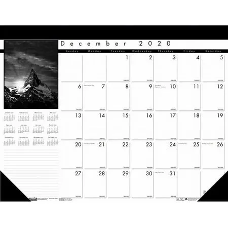 House of Doolittle Monthly Desk Pad Calendar Black on White Series 22 x 17 Inches