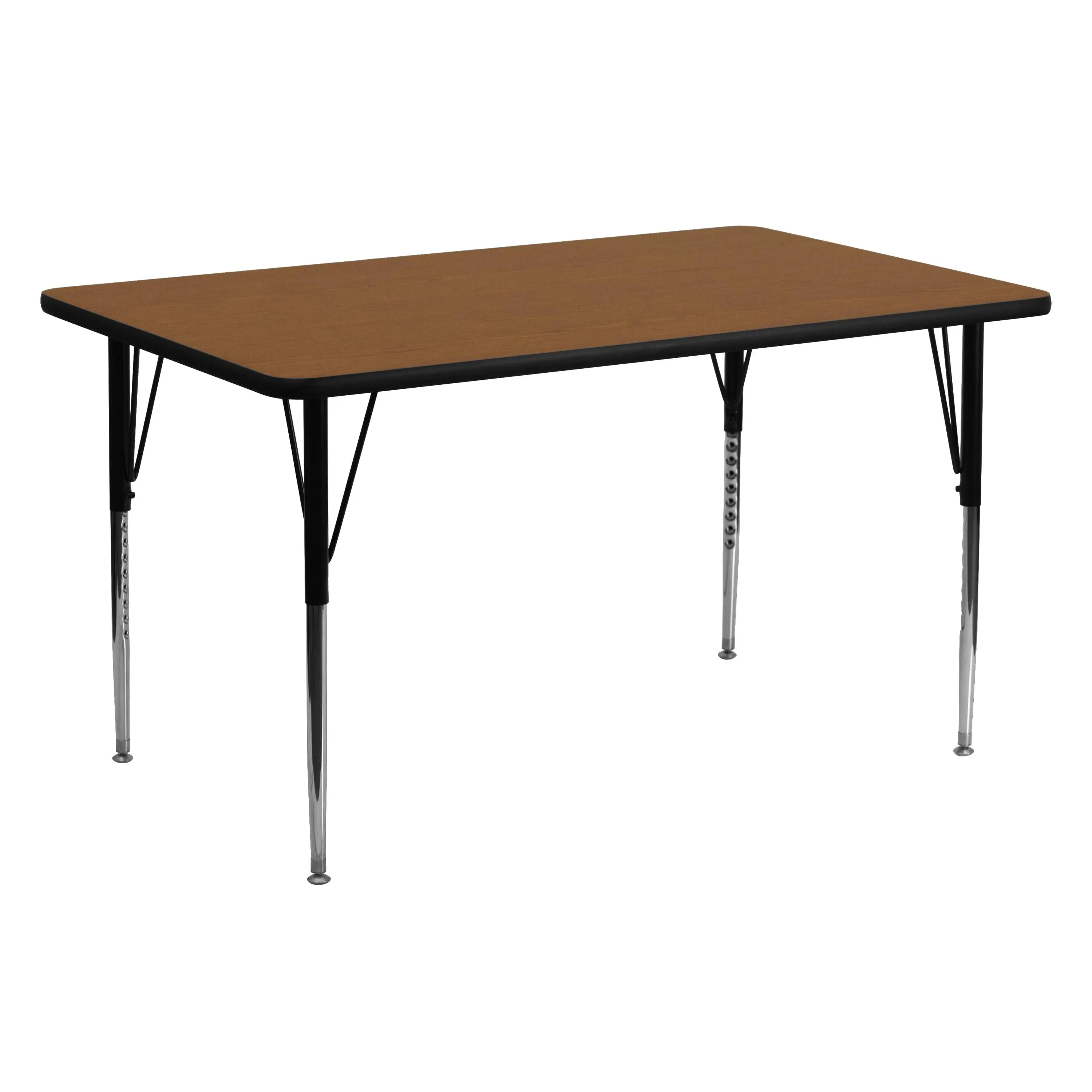 Flash Furniture 24''W x 48''L Rectangular Oak Thermal Laminate Activity Table - Standard Height Adjustable Legs