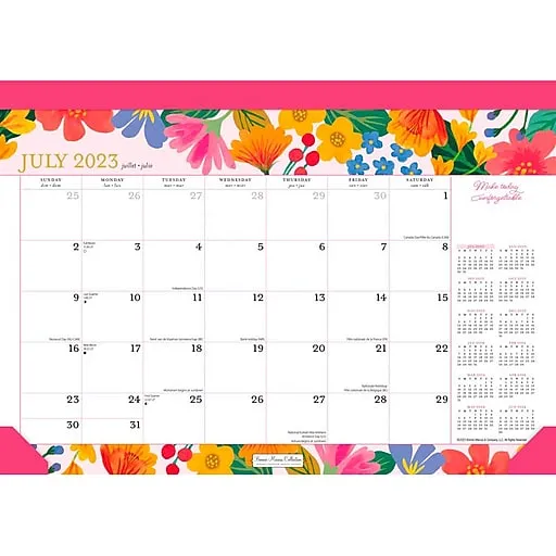 2023-2024 Plato Bonnie Marcus 14" x 10" Academic & Calendar Monthly Desk Pad Calendar (9781975472085) | Staples