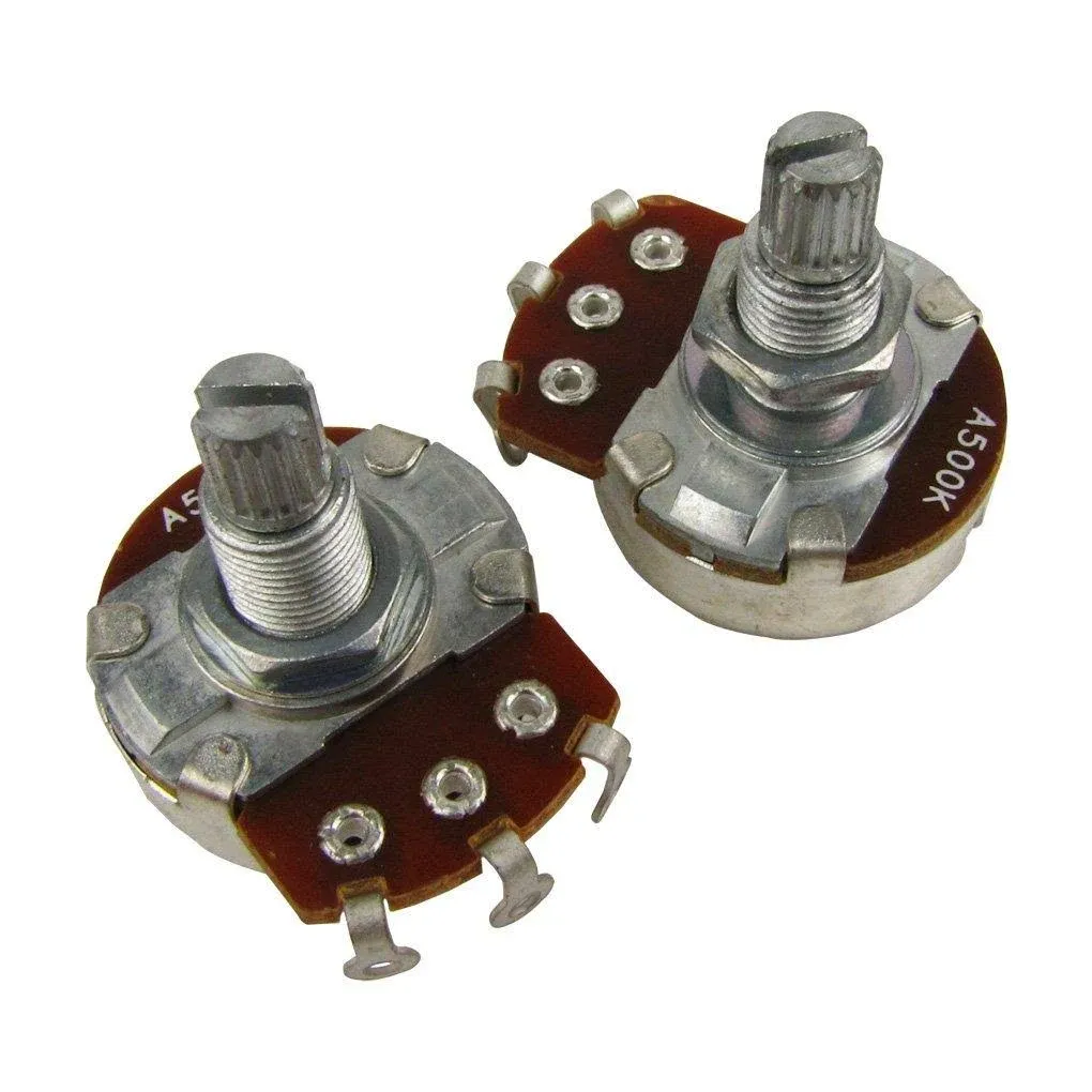 Musiclily Metric Full Size 18mm Split Shaft Audio Taper A500K Guitar Pot Potentiometers (Pack of 2) | Reverb