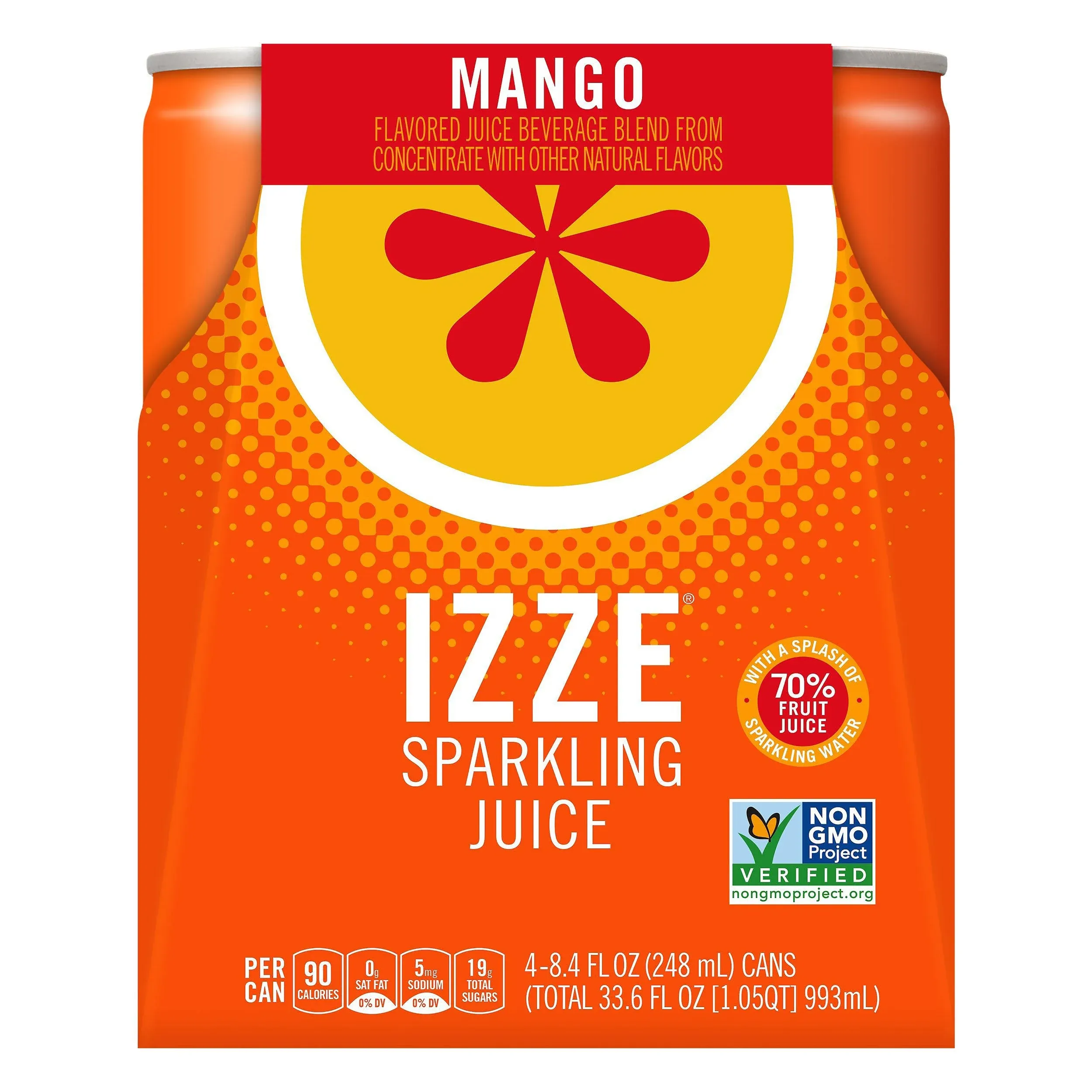 IZZE Sparkling Juice, Mango, 8.4 fl oz (24 Pack)