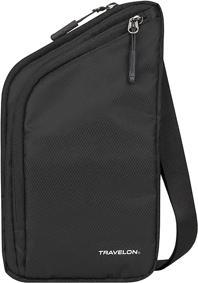 Travelon Black World Travel Essentials Slim Crossbody Bag