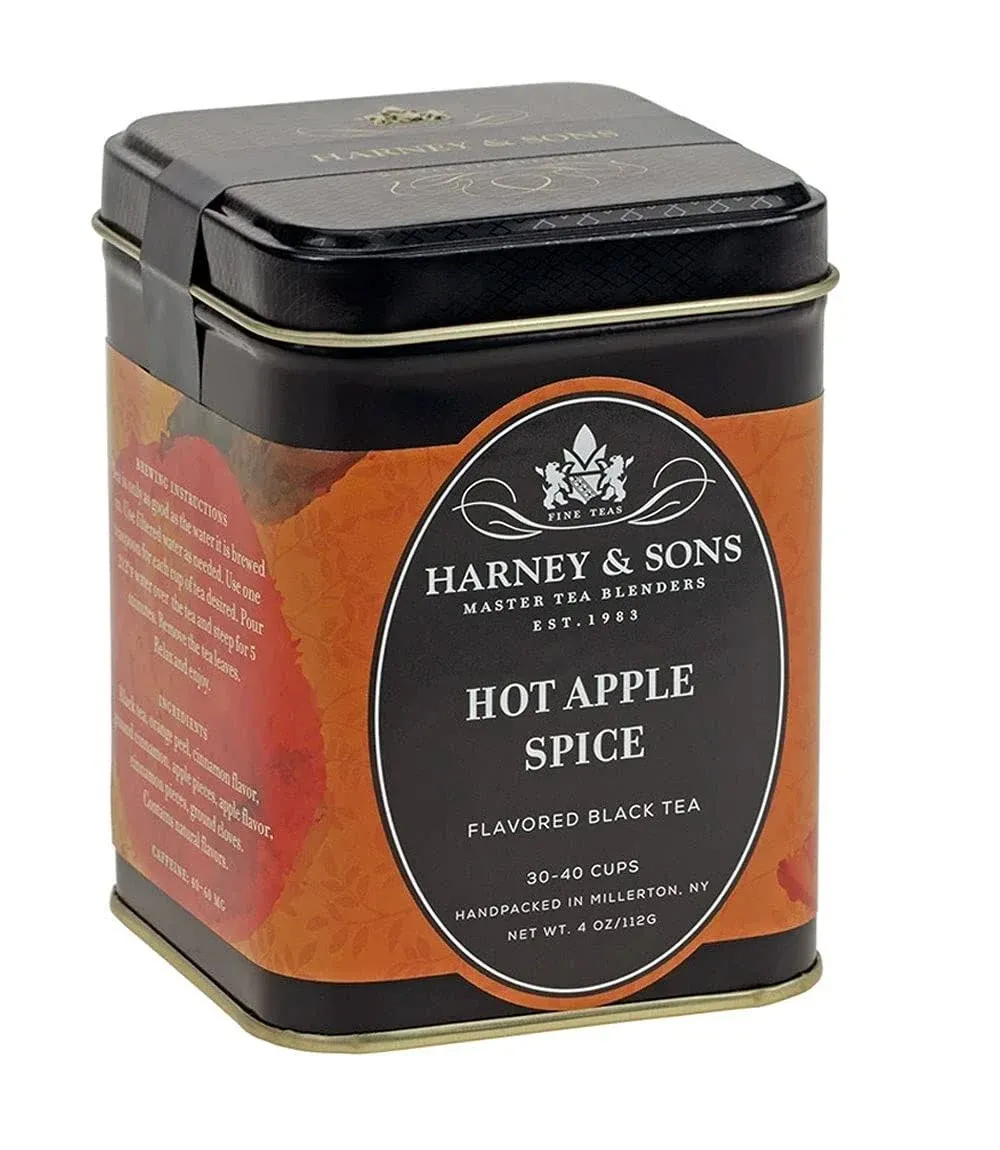 Harney and Sons Hot Apple Spice Flavored Black Tea 4 oz Tin