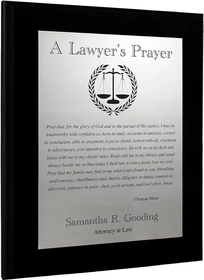 10.5 x 13&quot; Customizable Lawyer&#39;s Prayer Plaque - Thank or Congratulate an Attorney or Celebrate a Law Student&#39;s Accomplishments