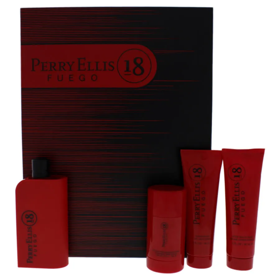 18 Fuego by for Men - 4 Pc Gift Set 3.4oz EDT Spray, 3oz Shower Gel, 3oz After Shave Balm, 2.75oz Deodrant Stick