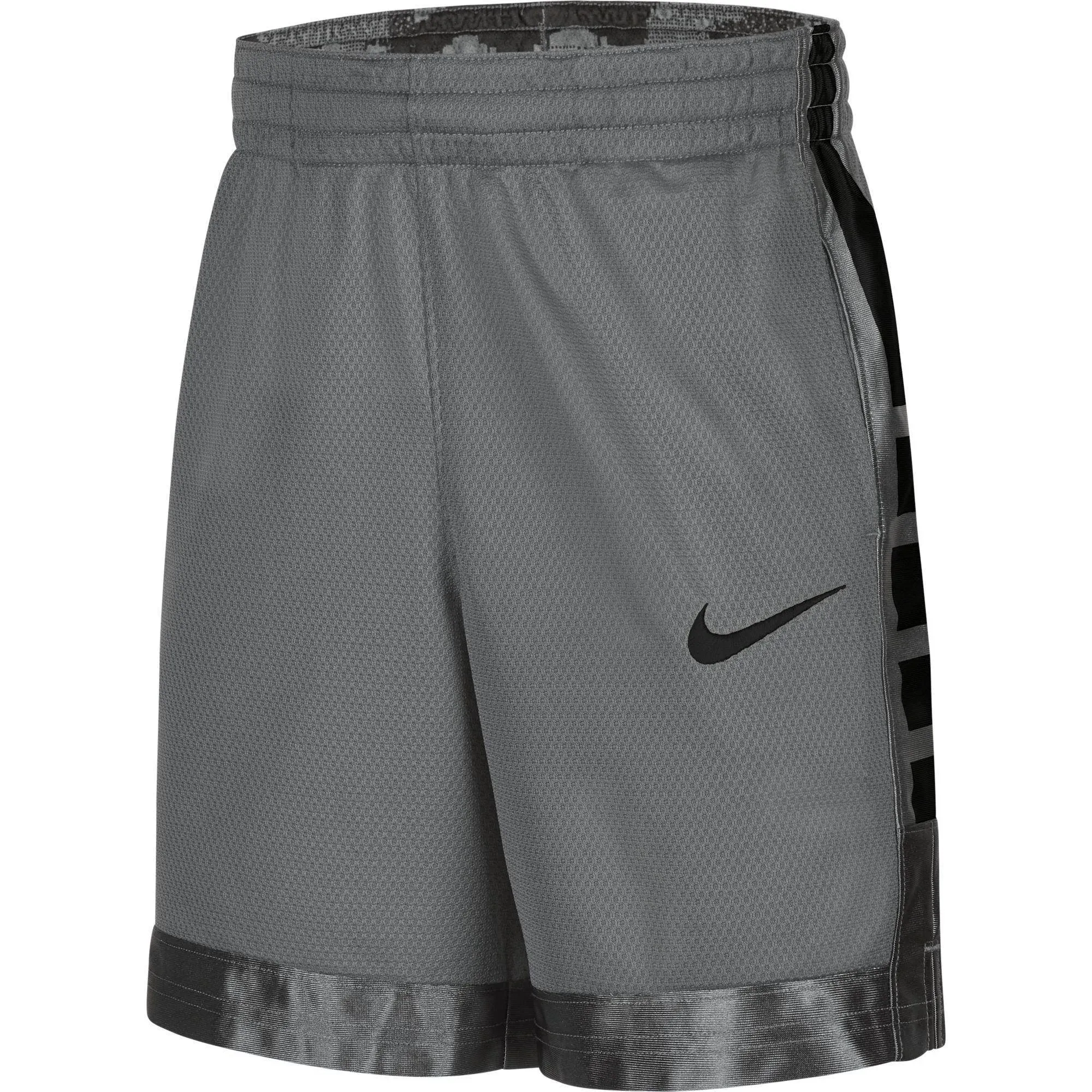 Nike Boys&#039; Dri-FIT Elite Gray Stripe Basketball Shorts Size M