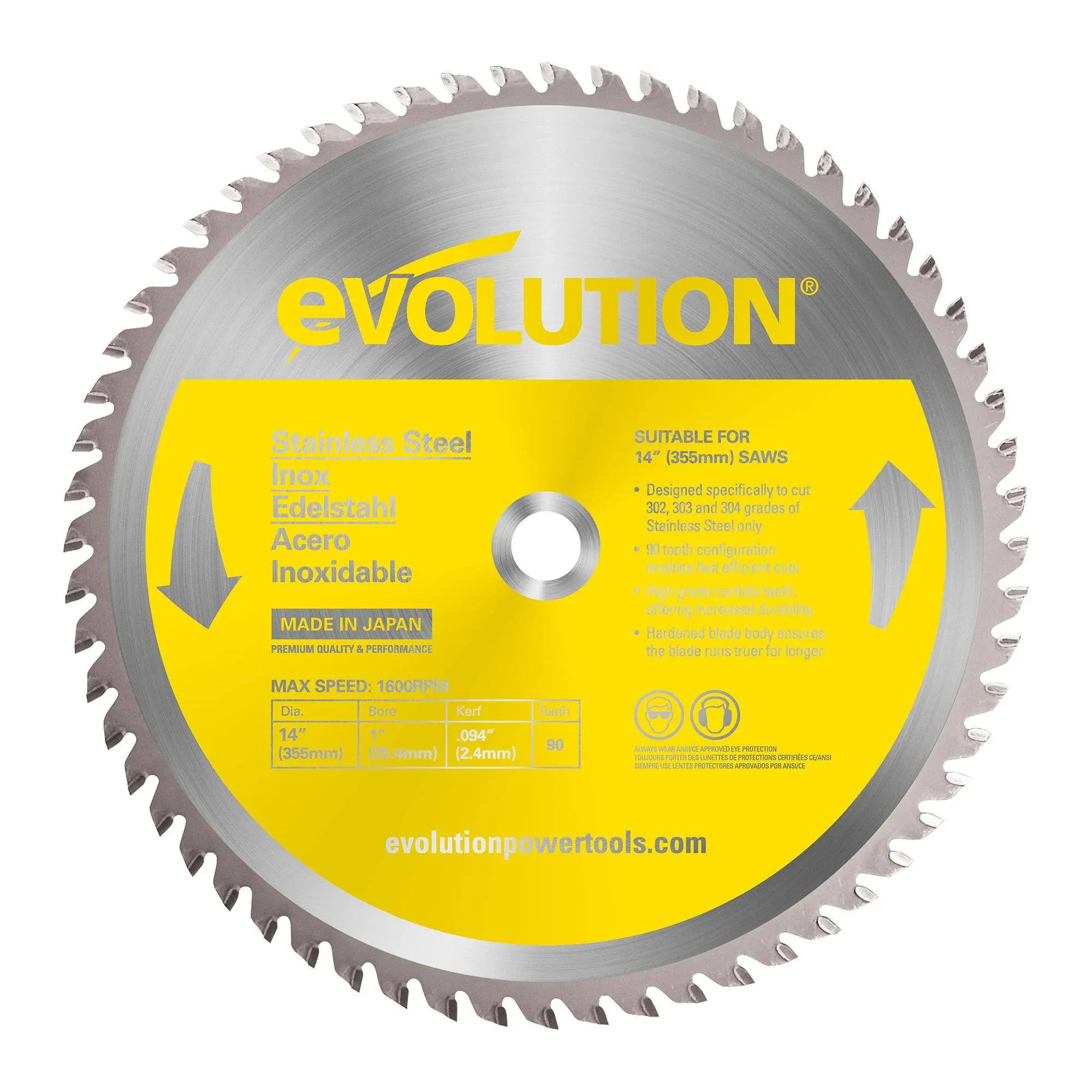 14" Stainless Steel Cutting Blade, 1" Arbor