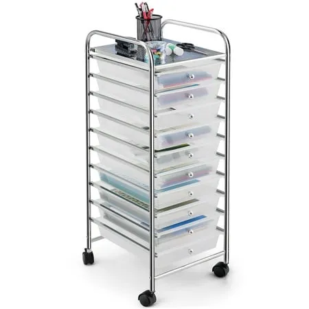 Costway 10 Drawer Rolling Storage Cart Organizer