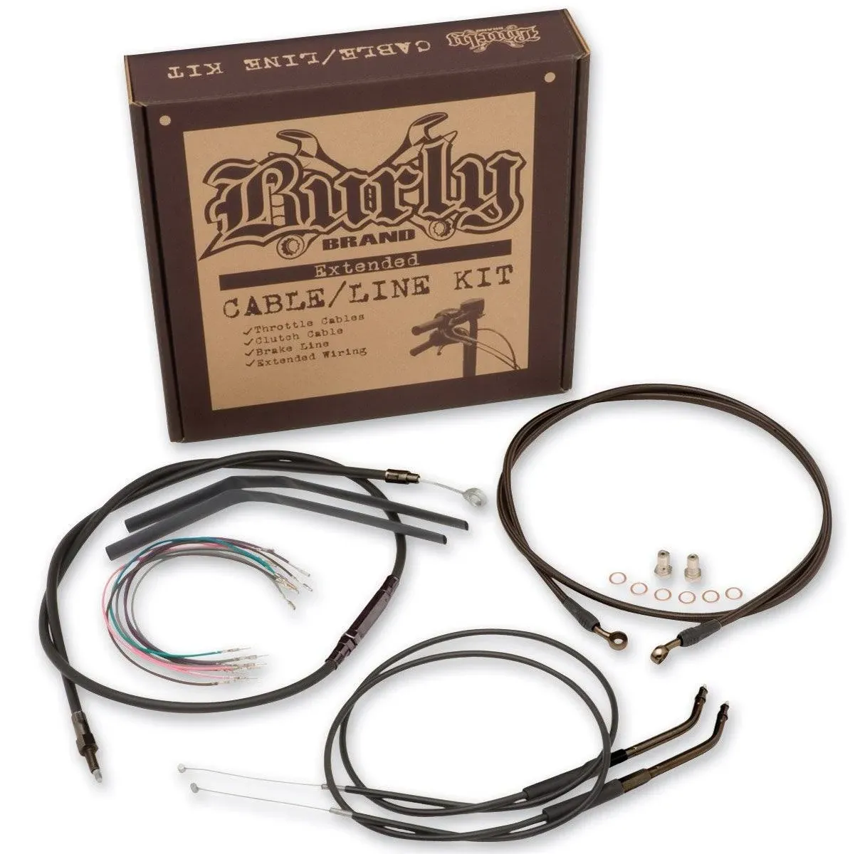 Burly 16&#034; Black Vinyl Handlebar Control Cables Complete Kit Softail Harley 00-06