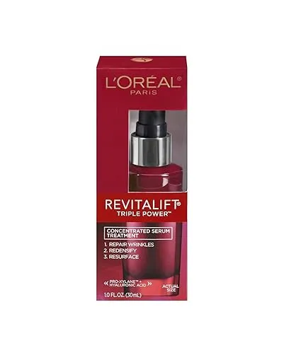 L'Oreal Paris Revitalift Triple Power Anti-Aging Concentrated Face Serum, Hyaluronic Acid and Pro-Xylane, Reduces Wrinkles 1 oz