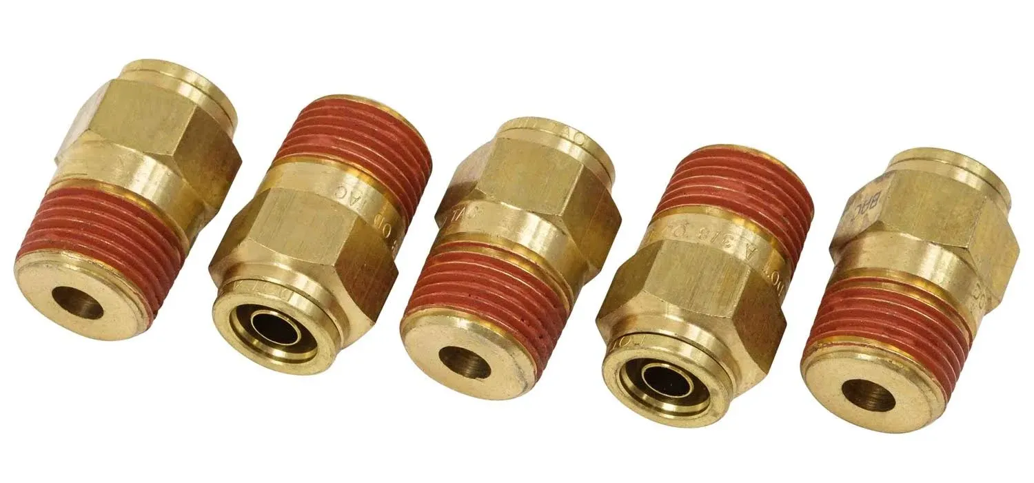 2 x DOT Male Connector Brass Push-Lock Air Brake Fitting 3/8" Tube ODx3/8" NPT