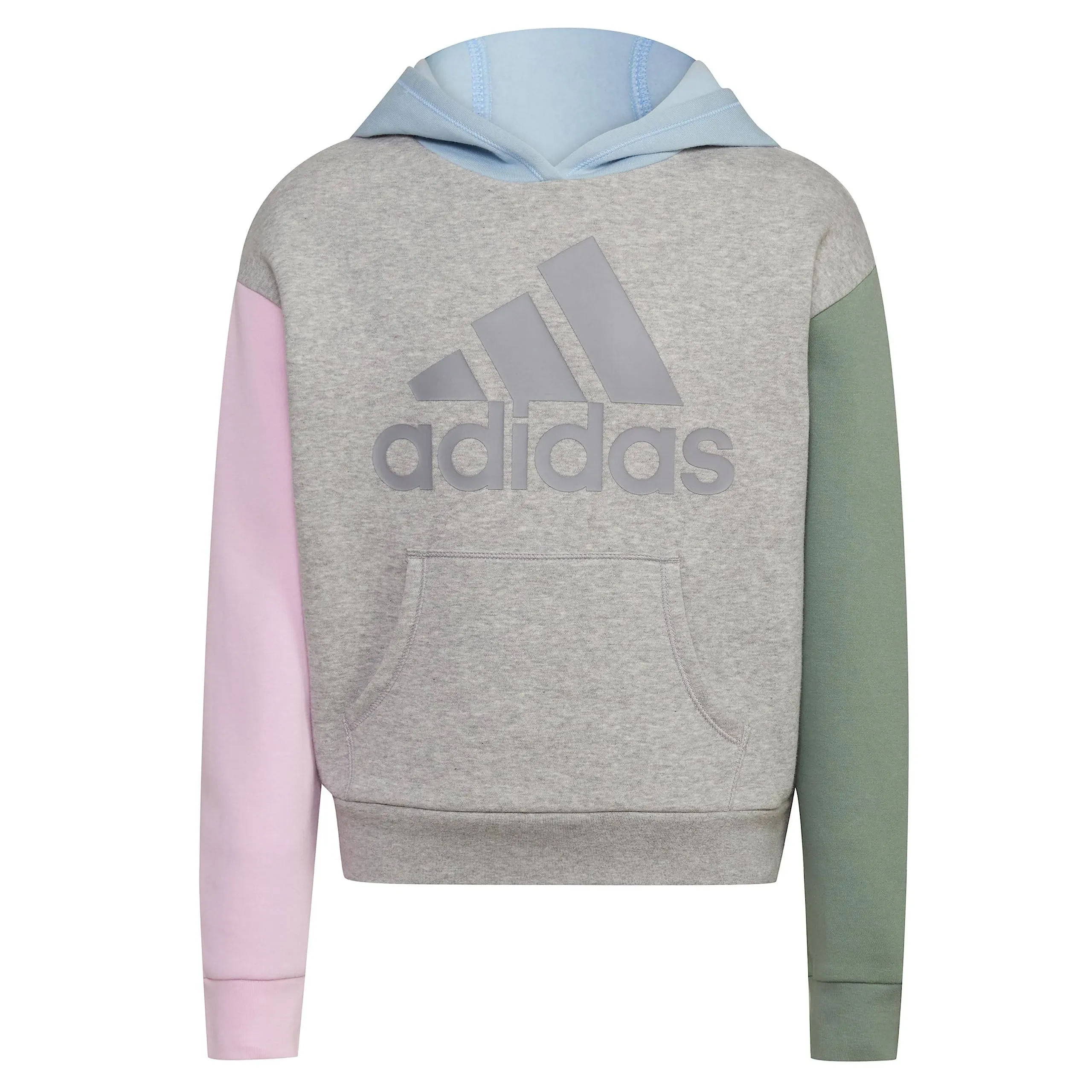 Girls' Adidas Color Block Hoodie Medium Grey/Multi