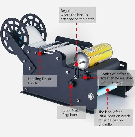 Manual Round Labeling Machine, Bottle Label Applicator for Round Bottles(black)