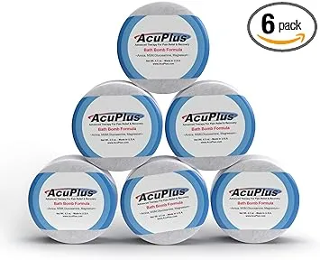 AcuPlus Pain Relief Bath Bombs for Sore Muscles and Joints, Relaxing Bath Bombs for Women & Men with Magnesium, Arnica, Glucosamine, and Eucalyptus for Body Pain (4.5 Ounce Bath Bomb 6 Pack)