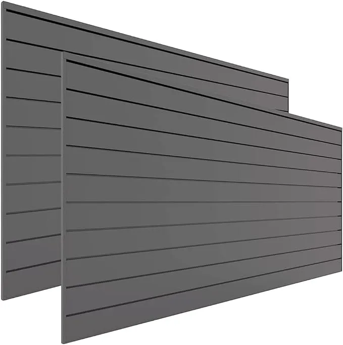 Proslat 8 ft. x 4 ft. PVC Slatwall (2-Pack Charcoal)