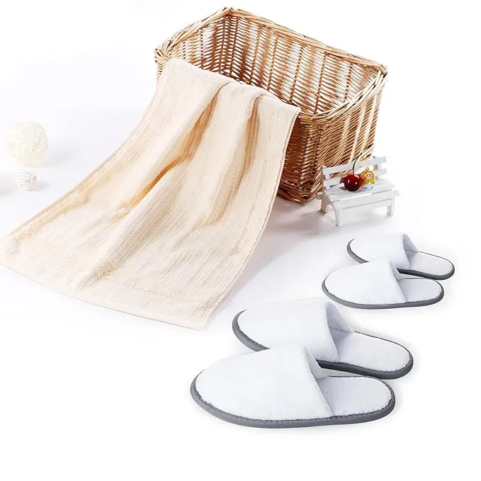 Foorame Spa Slippers Closed Toe (12Pairs, 6L+6M) Disposable Indoor Hotel Slippers ...