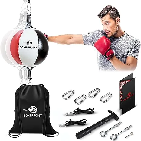 BOXERPOINT Double End Bag Boxing Ball PU Leather Double End Boxing Speed Bag