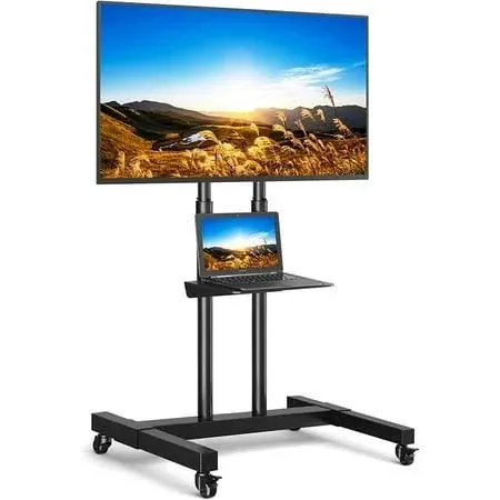 Mobile TV Stand with Wheels for 32-75 inch LCD LED Flat Screens/Curved TVs Up to ...