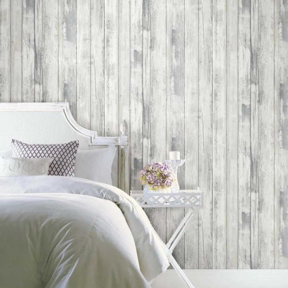 Roommates Weathered Planks Peel & Stick Wallpaper - Grey