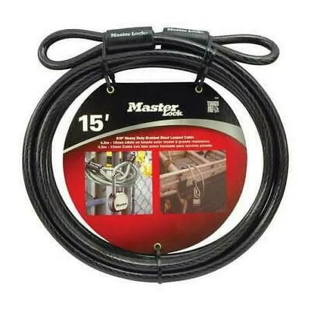 Master Lock 3/8 in. Dia. x 180 in. L Vinyl Coated Steel Flexible Braided Steel Cable