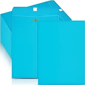 Geyee 100 Pcs Clasp Envelopes Manilla Envelopes Gummed Mailing Envelopes for Storing or Mailing Colored Envelopes for Home Office Business Supplies(Lake Blue,9 x 12 Inch)