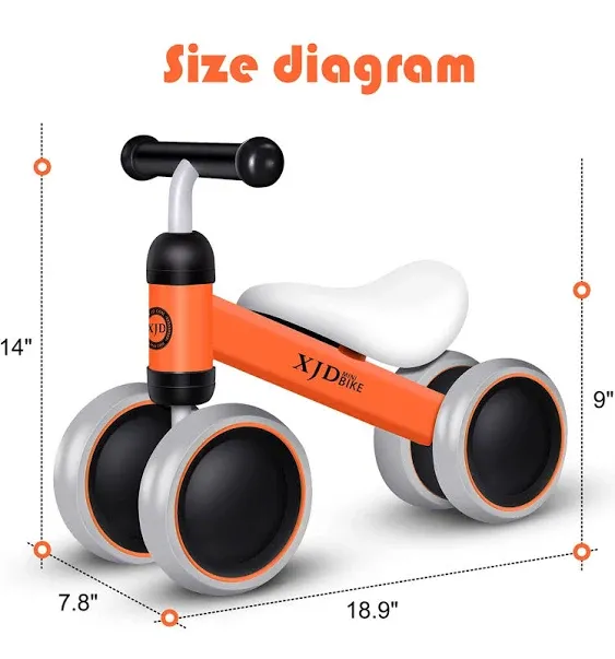 XJD Baby Balance Bike for 1 Year Old Boys Girls 12-24 Month Toddler Walker Bike 4 Wheels Kids First Bike First Birthday Gifts