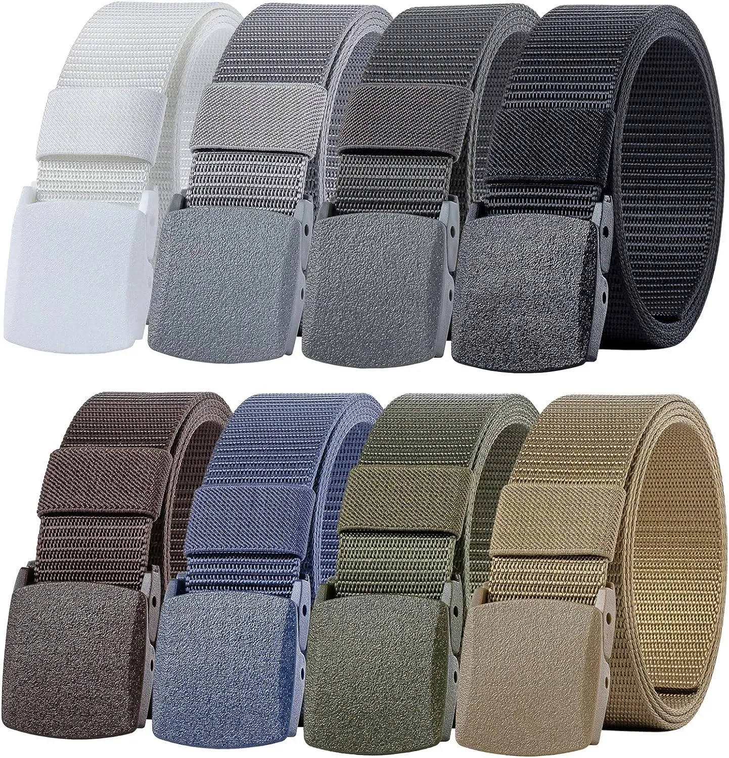 Ginwee 8 Pack Nylon Military Tactical Plastic Buckle Belt Webbing Canvas Outdoor