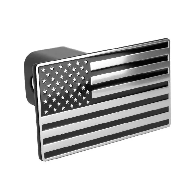 eVerHitch USA Black Flag Stainless Steel Emblem on Hitch Cover Fits 2&#034; Receivers