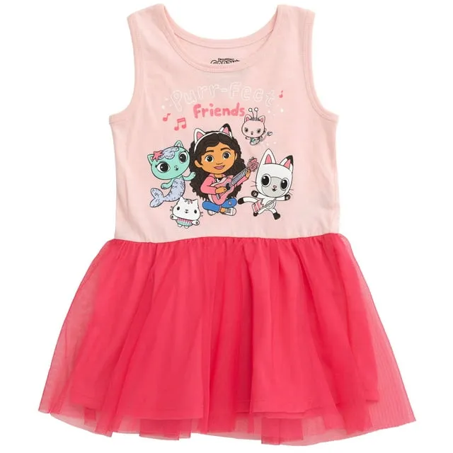 DREAMWORKS GABBY'S DOLLHOUSE Gabby Pandy Paws Little Girls Tulle Dress Blue 7-8