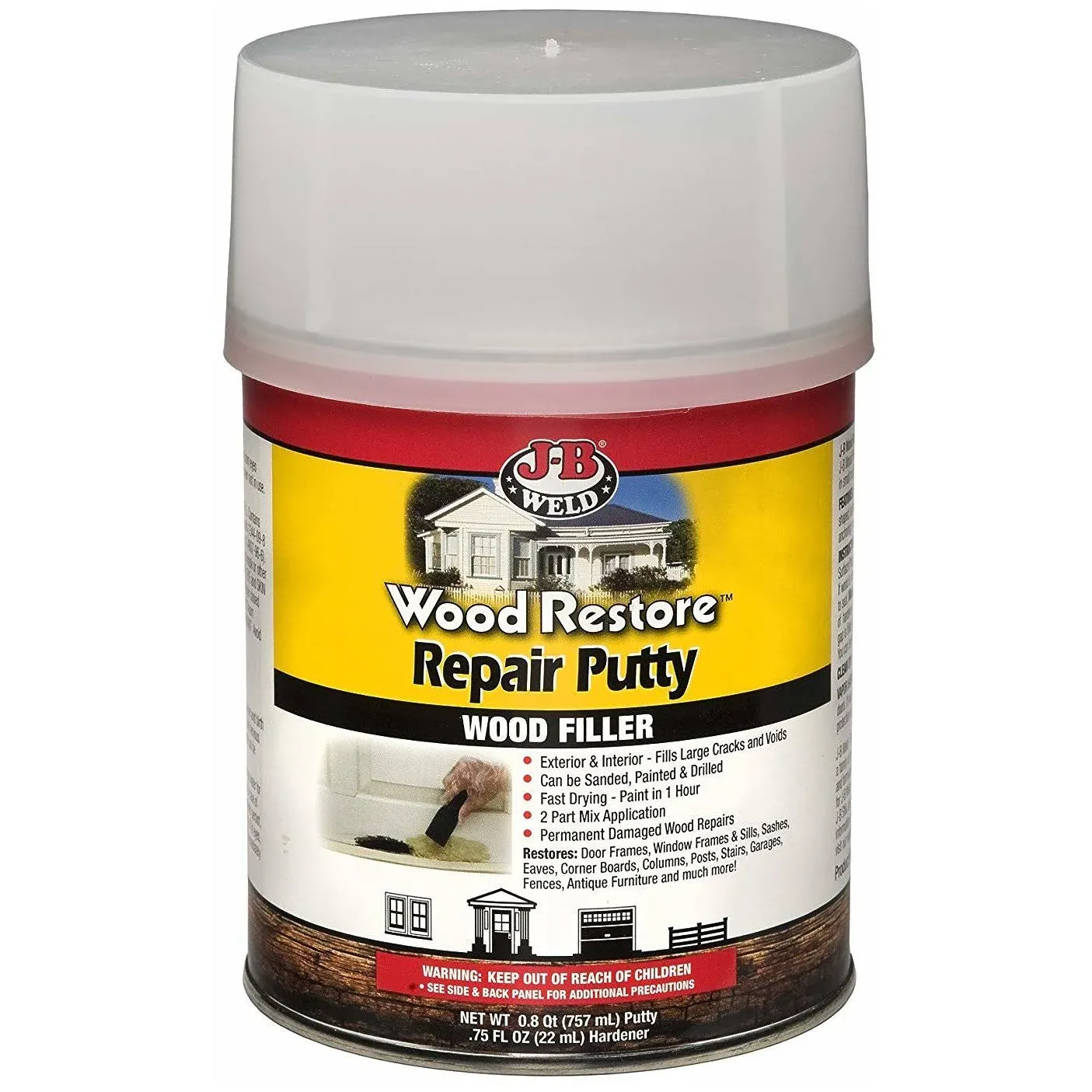 JB Weld Wood Restore Repair Putty Wood Filler - 757 ml canister