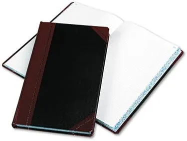 o Boorum and Pease o - Record/Account Book, Black/Red Cover, 300 Pages, 14-1/8 x 8-5/8