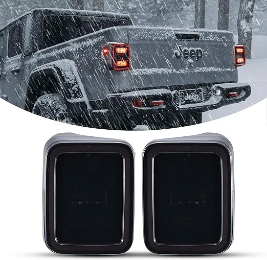 Smoked LED Tail Lights For Jeep Gladiator JT 2020-2023 Brake Reverse Side Lamps