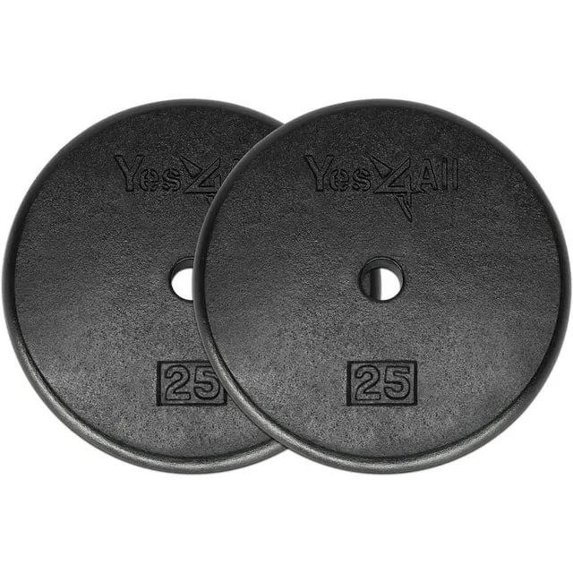 Yes4all 1 inch Cast Iron Weight Plates for Dumbbells, Standard Weight Plates (Combo 10lbs x 4pcs)