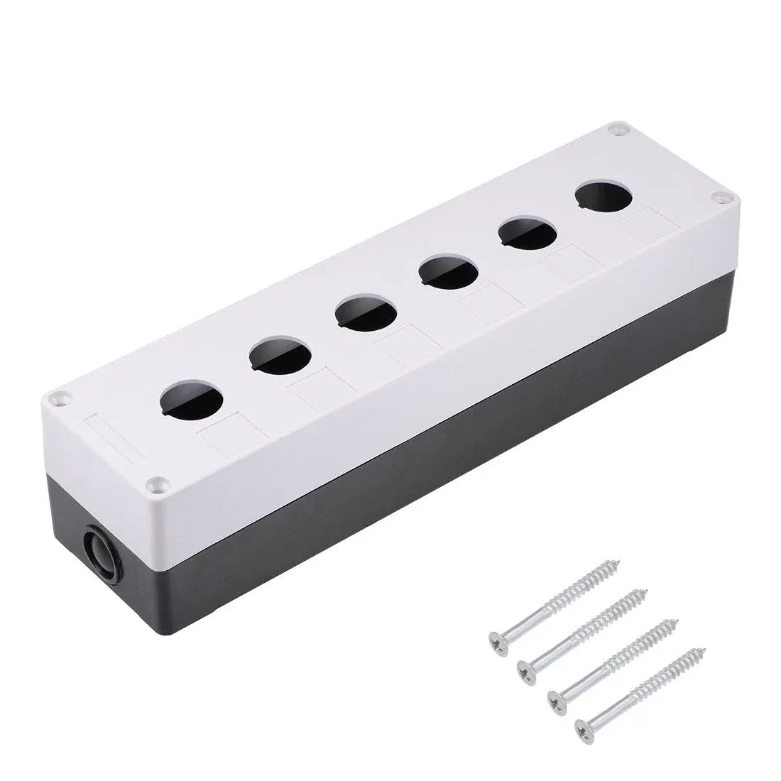 Uxcell Push Button Switch Control Station Box 22mm 6 Holes White and Black ...