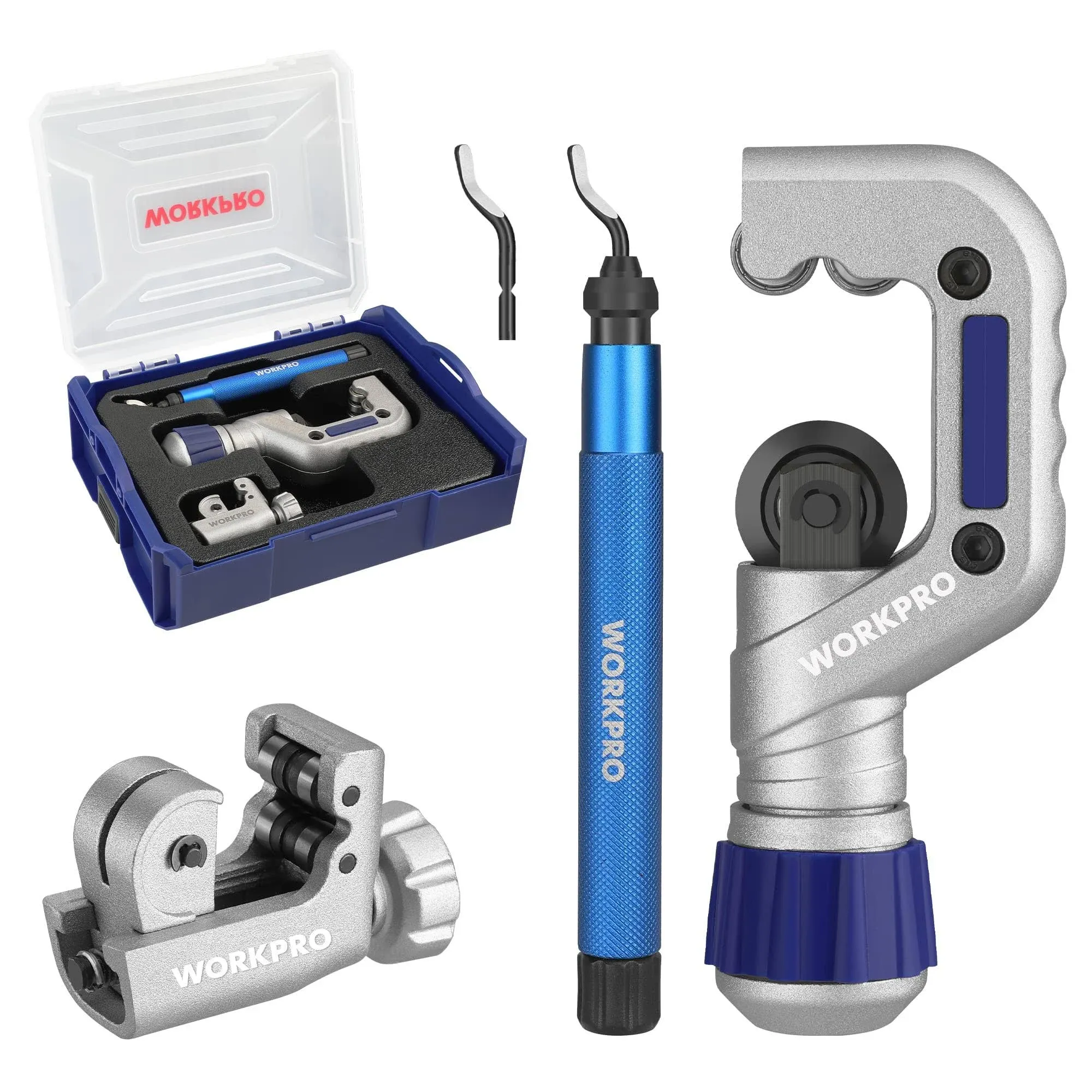 WORKPRO 3 Pieces Tubing Cutter Set - Pipe Cutter with 1/8”-1-1/4” Cutting Cap...