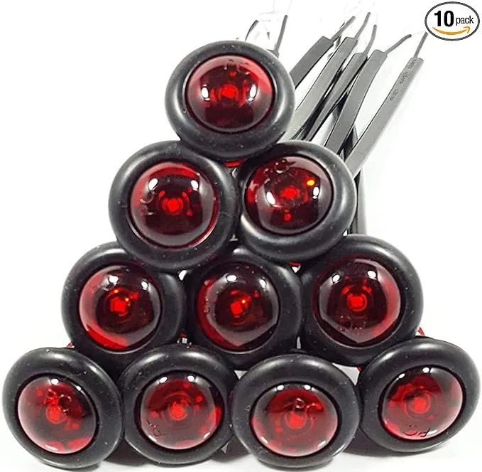 10 USA Made 3/4&#034; RED LED Clearance Marker Bullet Grommet Lights