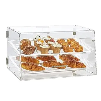 VEVOR Pastry Display Case, 2-Tier Commercial Countertop Bakery Display Case, Acrylic Display Box with Rear Door Access & Removable Shelves, Keep