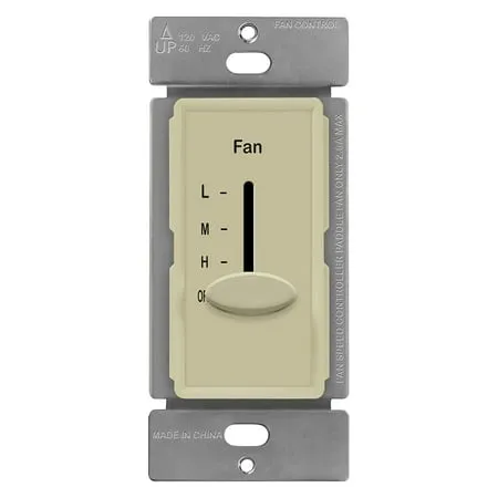 Enerlites In-Wall Ceiling Fan Control, 3 Speed, No Neutral Wire, Ivory