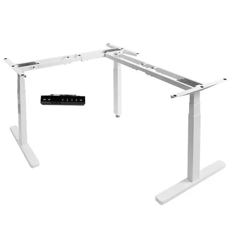 Vivo White Electric Motor Height Adjustable Corner 3 Leg Standing Desk Frame