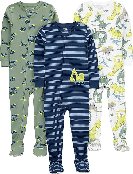 Simple Joys by Carter's Toddlers and Baby Boys' Snug-Fit Footed Cotton Pajamas ...