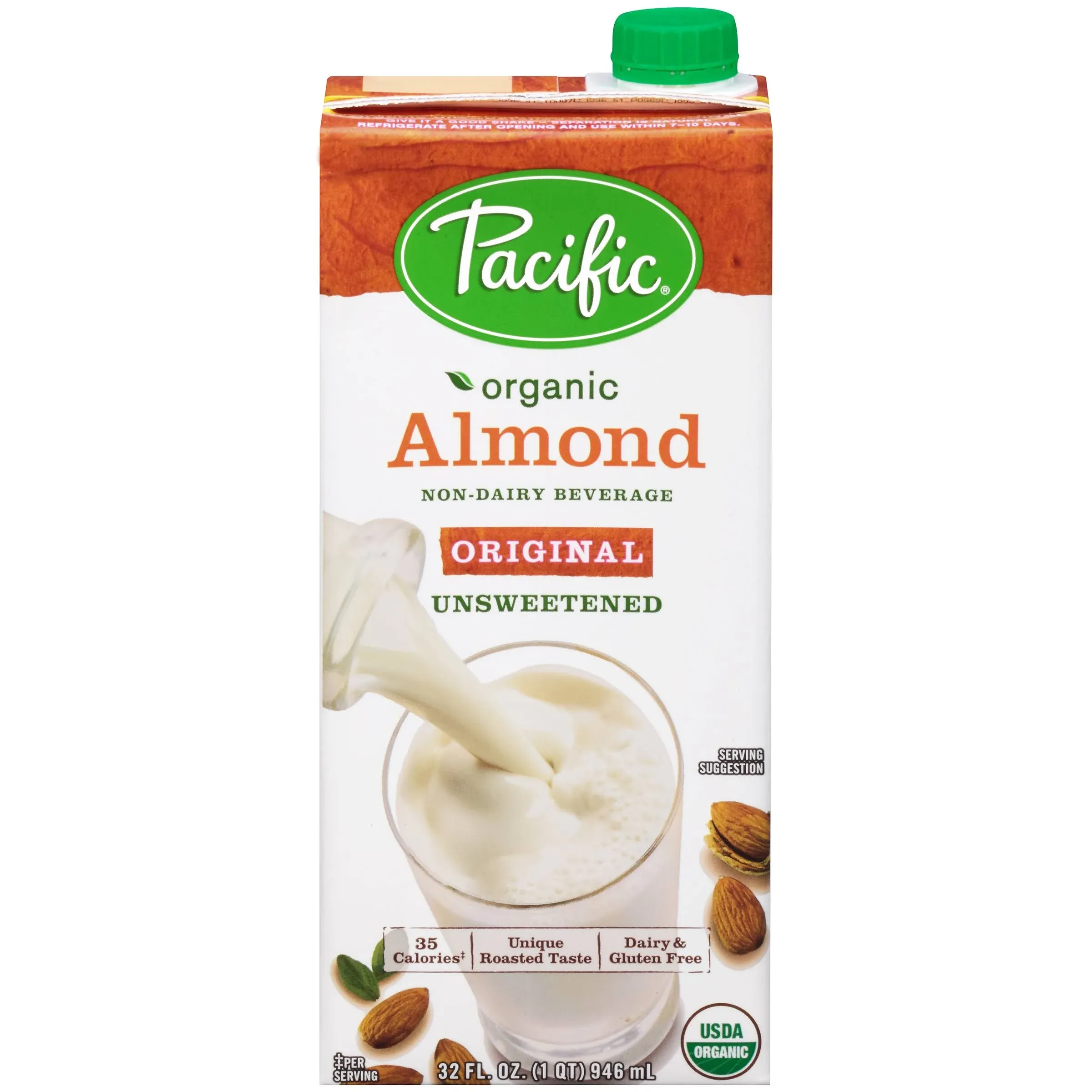 Pacific Foods Organic Unsweetened Almond Milk 32 fl. oz. - 12/Case