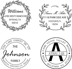 Custom Return Address Stamp, Round Return Address Stamp, Self Inking Stamp