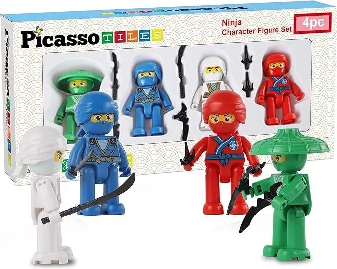 PicassoTiles 4 Piece Ninja Character Figure Set