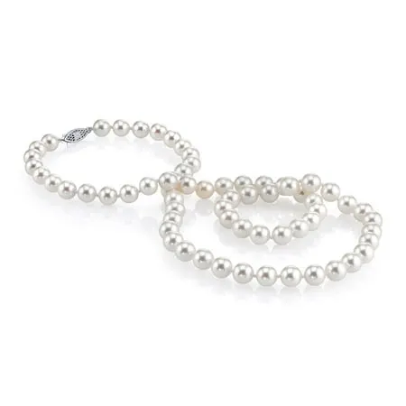 The Pearl Source 14K Gold 5.0-5.5mm AAAA Quality White Freshwater Cultured Pearl Necklace for Women in 17" Princess Length Pearl Gifts for Christmas, Holidays and Anniversary