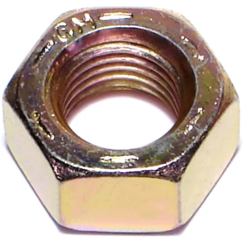 Hex Nut, 7/16"-20, Steel, Grade 8, Zinc Yellow, 25 PK