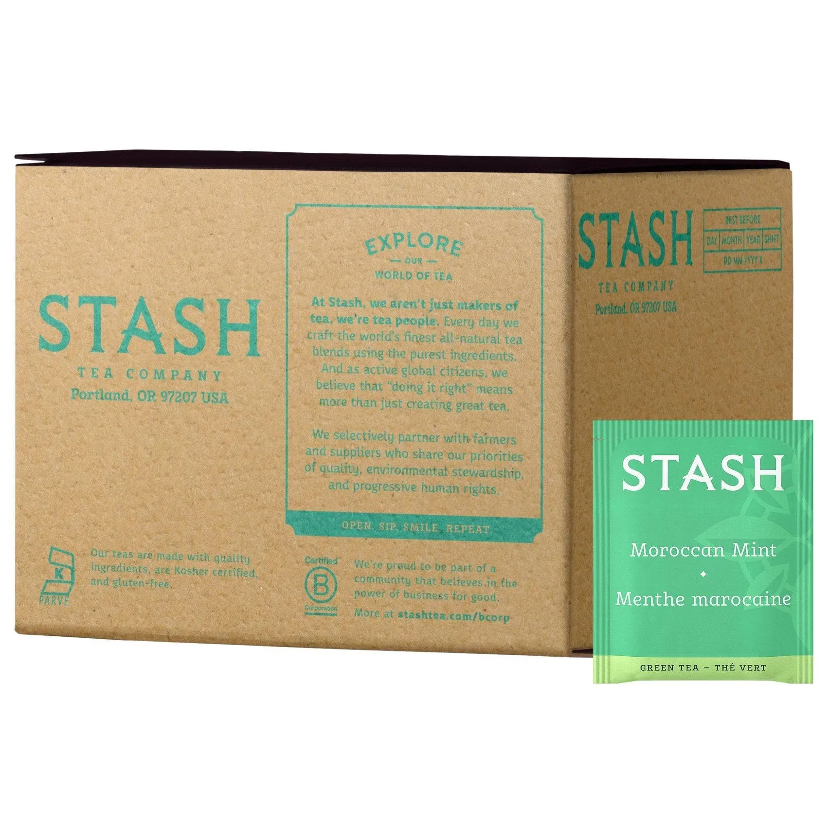 Stash Tea Moroccan Mint Green Tea, 100 Count Box of Tea Bags in Foil